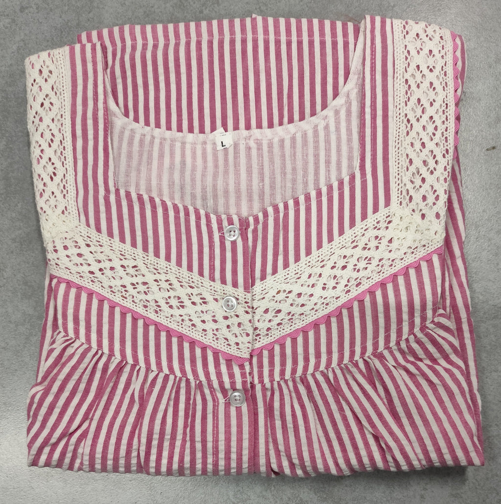 Cotton Pleated, Full Open Large Printed Nighty