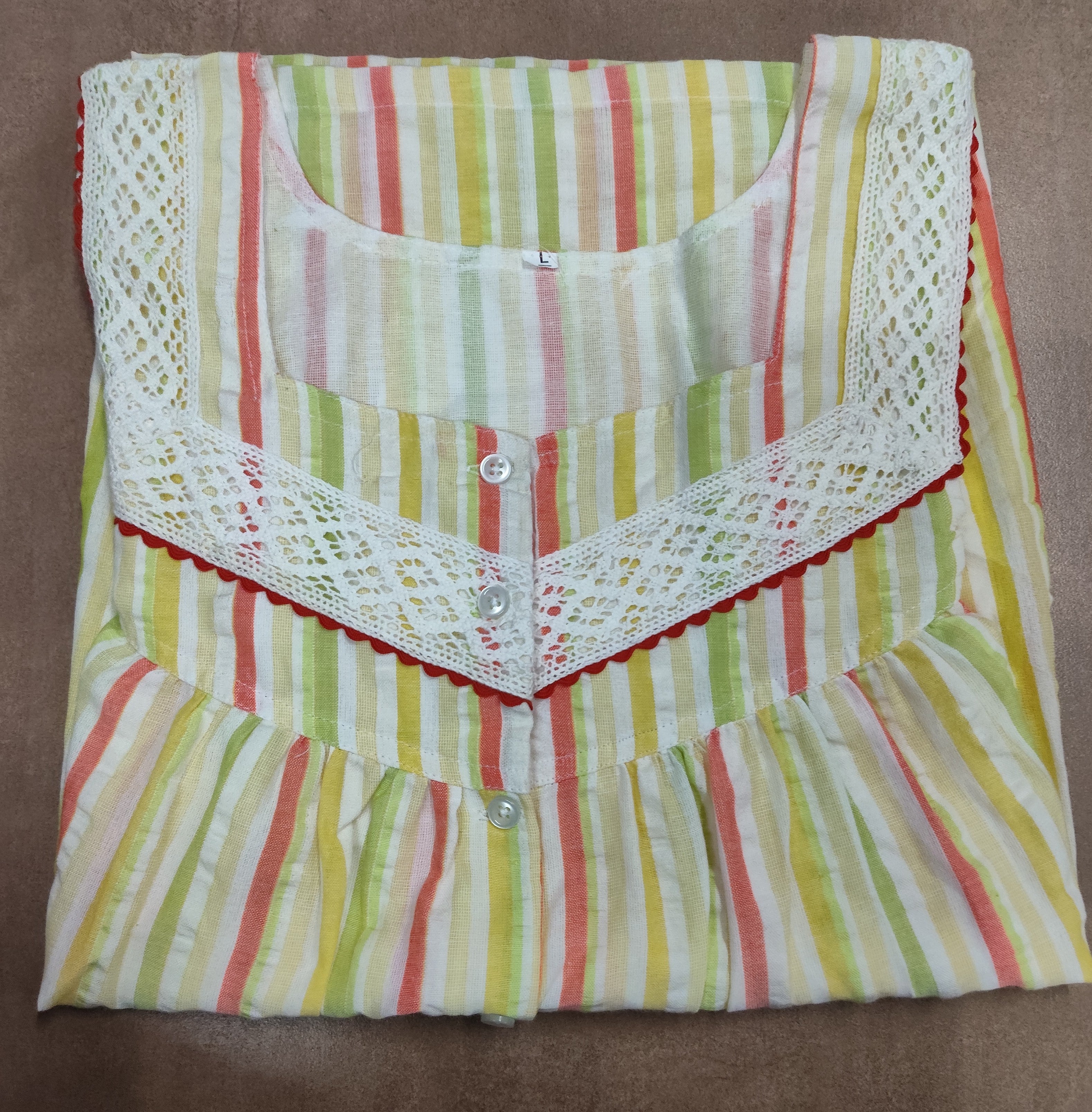 Soft Cotton Pleated, With Pockets, Half Open Large Printed Nighty