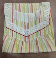 Soft Cotton Pleated, With Pockets, Half Open Large Printed Nighty