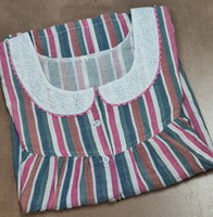 Cotton Pleated, With Pockets, Half Open Large Printed Nighty