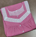 Cotton Pleated, With Pockets, Half Open Large Printed Nighty