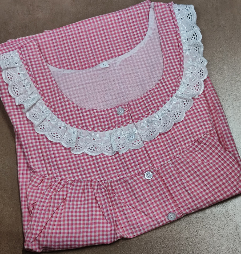 Bantex Pleated, With Pockets, Half Open Large Printed Nighty