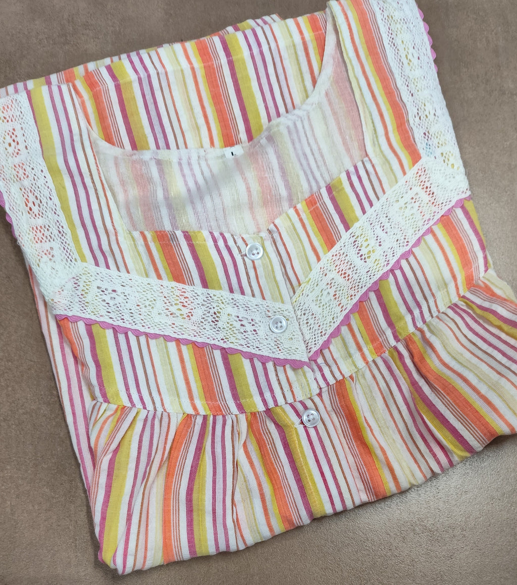 Bantex Pleated, Full Open Large Printed Nighty back a line churdar cut