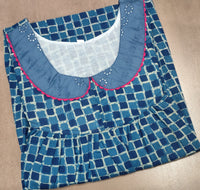 Cotton Pleated, With Pockets, Half Open Medium Printed Nighty