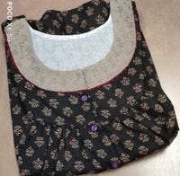 Cotton Pleated, With Pockets, Half Open Medium Printed Nighty