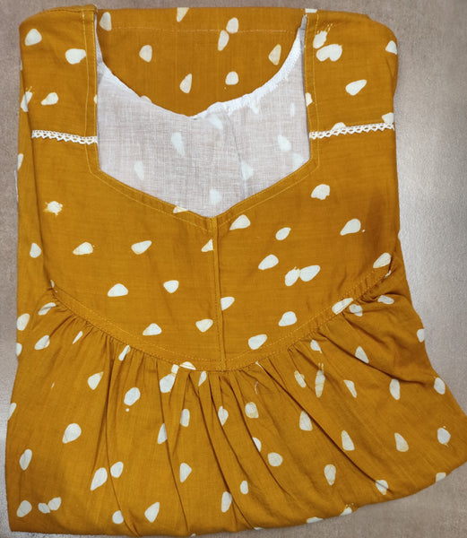 Cotton Pleated, With Pockets, No Open Medium Printed Nighty