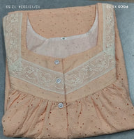 Hacoba Pleated, With Pockets, Half Open Medium Printed Nighty