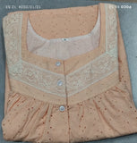 Hacoba Pleated, With Pockets, Half Open Medium Printed Nighty