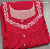 Hacoba Pleated, With Pockets, Half Open Medium Printed Nighty