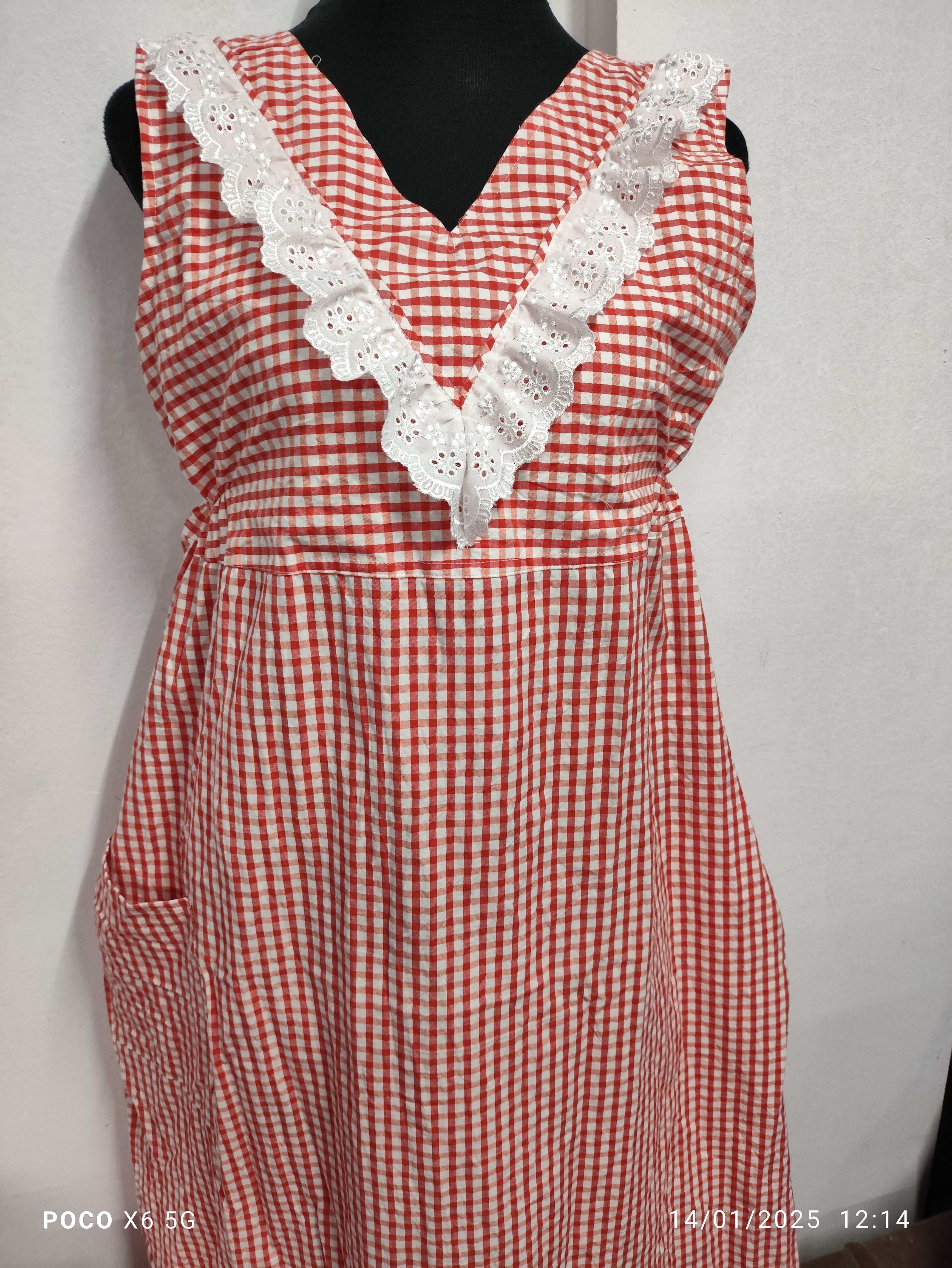 Cotton Pockets, Back A-line, Sleeveless, A-line churidar cut, Side elastic Medium Printed Frock Nighty With 48 inch length