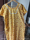 Cotton Tying String, A-line churidar cut Medium Printed Frock Nighty