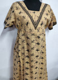Soft Cotton Pockets, Back A-line, A-line churidar cut, Side elastic Medium Printed Frock Nighty With 48 inch length