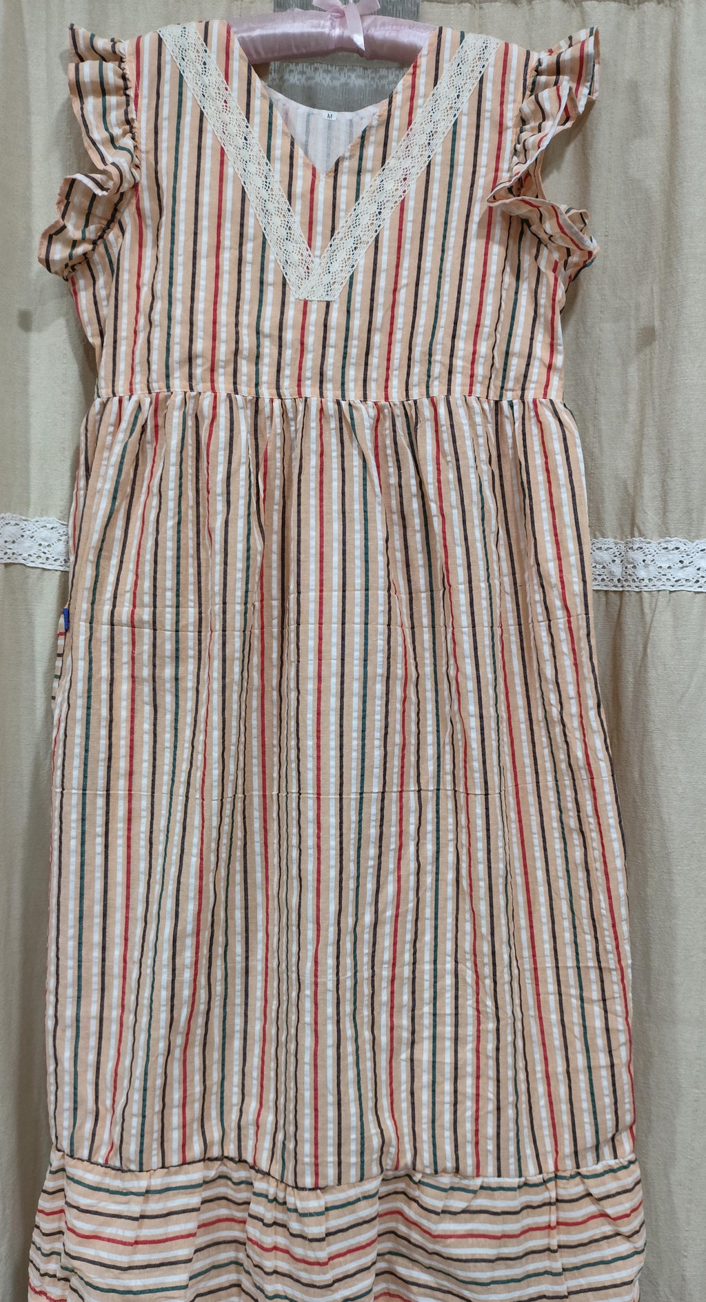 Bantex Pleated, With Pockets, Back A-line, Side elastic Large Printed Frock Nighty