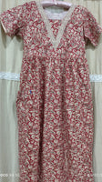 Soft Cotton Pleated, With Pockets, Back A-line, Side elastic Small Printed Frock Nighty