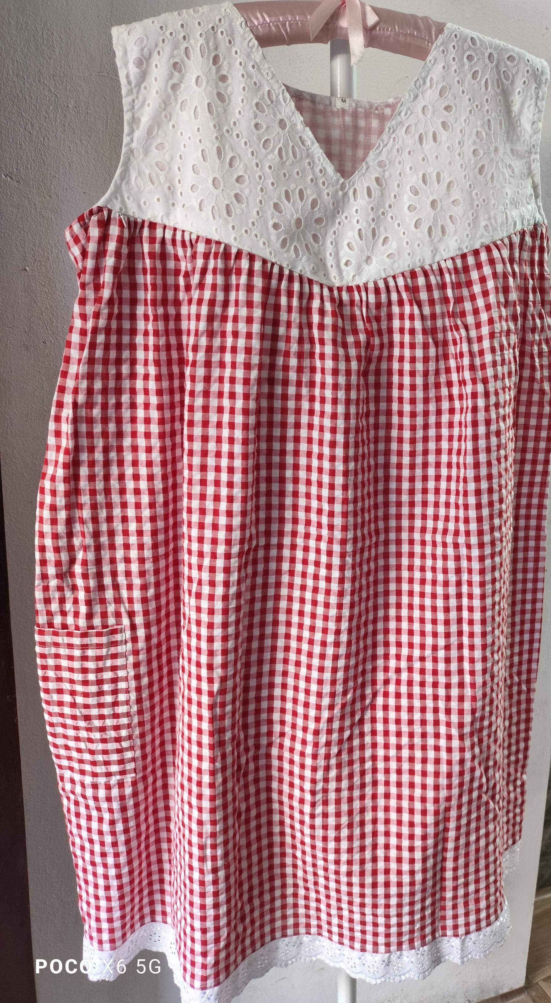 Bantex Pleated, Side zip, Pockets, Back A-line,   full open   Sleeveless, Side elastic Medium Printed Maternity Wear length42"