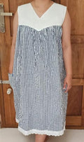 Bantex Pleated, Side zip, Pockets, Back A-line, Sleeveless, Side elastic Large Printed Maternity Wear, length42"