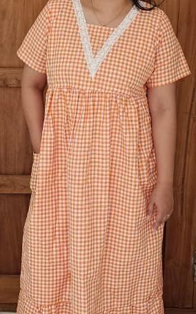 Bantex Pleated, With Pockets, Back A-line, Side elastic Medium Printed Frock Nighty