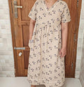 Cotton Pleated, Side zip, Pockets, Back A-line, Side elastic Large Printed Maternity Wear