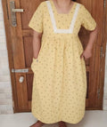 Cotton Pleated, Side zip, Pockets, Back A-line, Side elastic Large Printed Maternity Wear