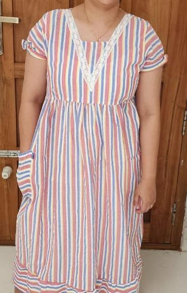Bantex Pleated, Side zip, Pockets, Back A-line, Side elastic Medium Printed Maternity Wear