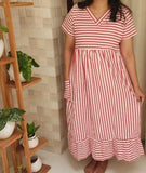 Cotton Pleated, Side zip, Pockets, Back A-line, Side elastic Large Printed Maternity Wear