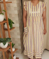 Bantex Pleated, With Pockets, Back A-line, Side elastic Medium Printed Frock Nighty