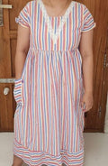 Bantex Pleated, With Pockets, Back A-line, Side elastic Medium Printed Frock Nighty