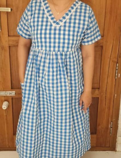 Bantex Pleated, With Pockets, Back A-line, Side elastic Large Printed Frock Nighty