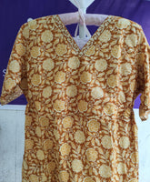 Cotton Pockets, Back A-line, Side elastic Large Printed Frock Nighty