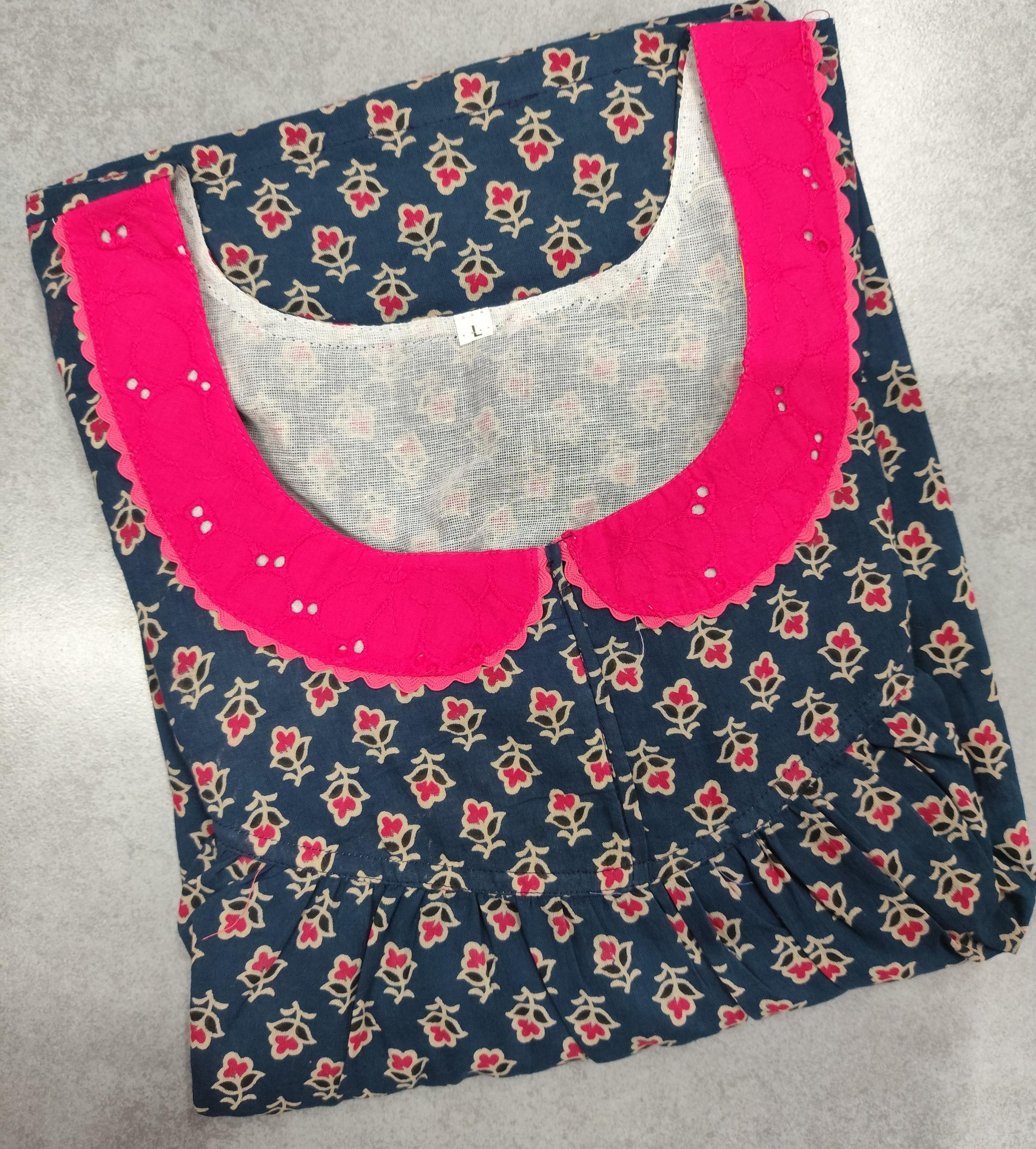 Soft Cotton Pleated, With Pockets, No Open Large Printed Nighty