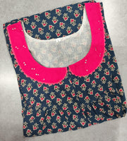 Soft Cotton Pleated, With Pockets, No Open Large Printed Nighty