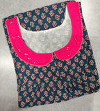 Soft Cotton Pleated, With Pockets, No Open Large Printed Nighty
