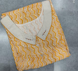 Soft Cotton Pleated, With Pockets, Half Open Large Printed Nighty