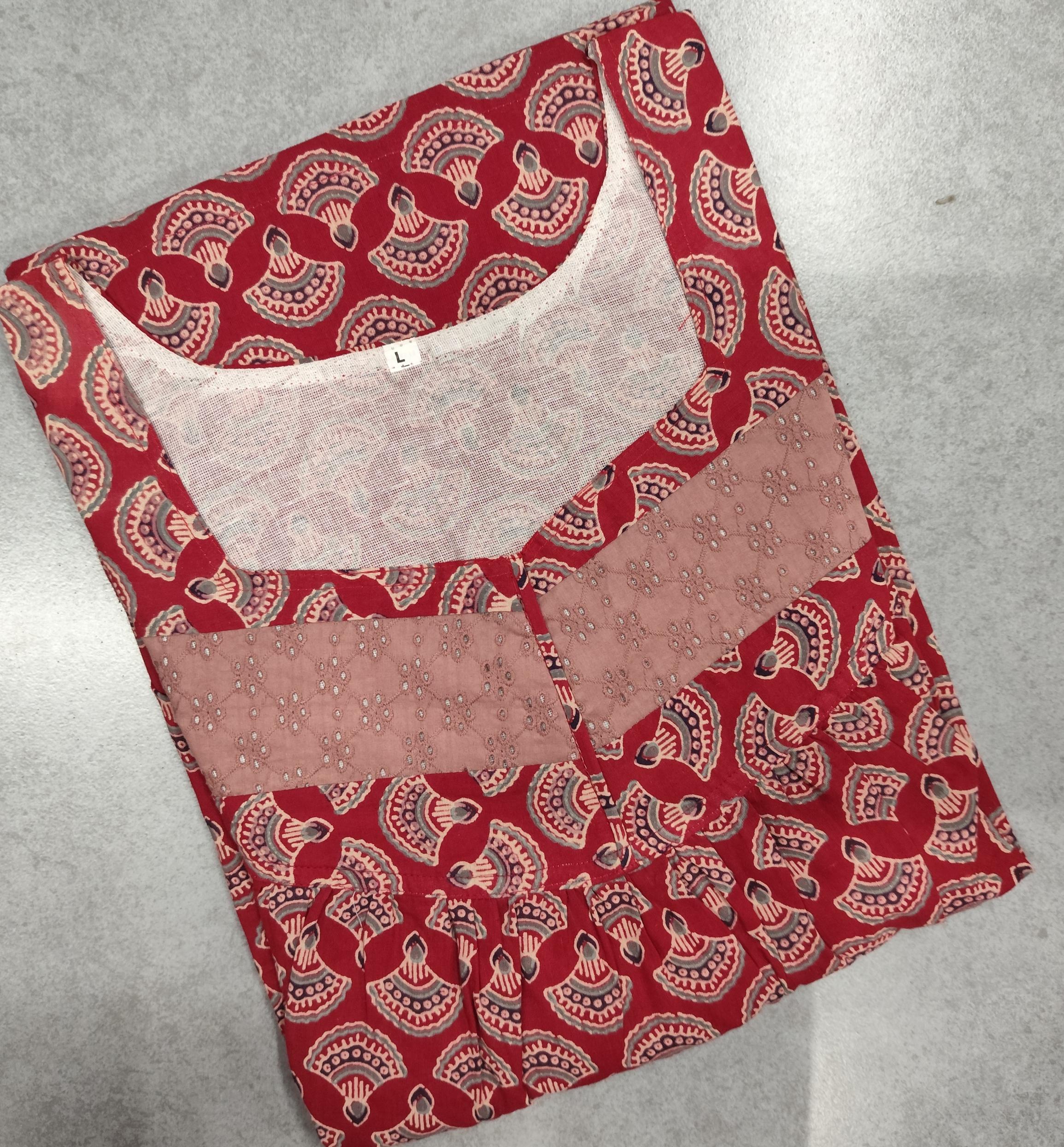 Soft Cotton Pleated, With Pockets, No Open Large Printed Nighty