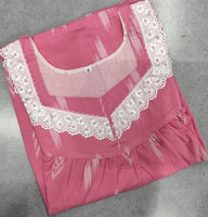 Soft Cotton Pleated, With Pockets, No Open Large Printed Nighty