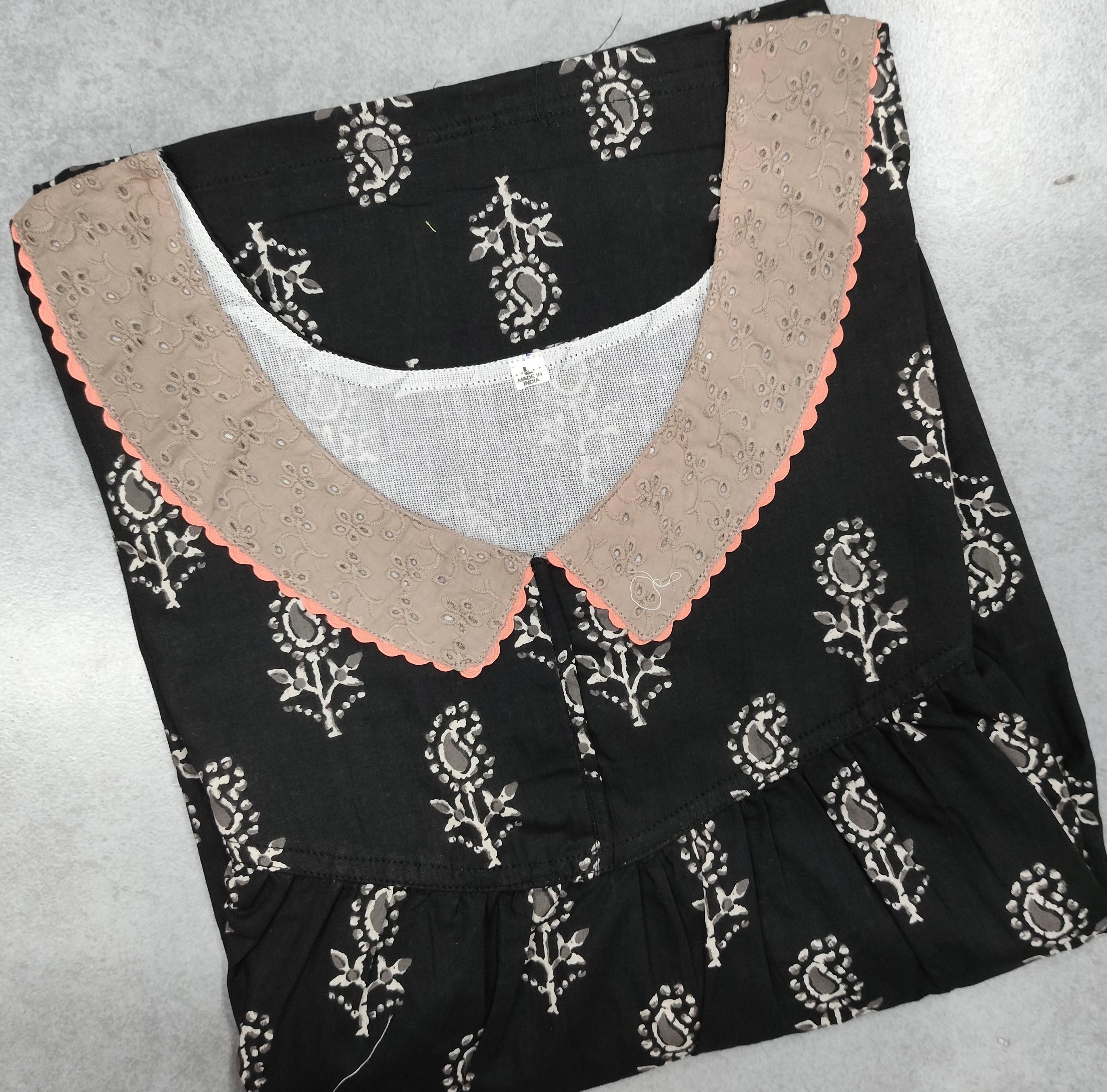 Soft Cotton Pleated, With Pockets, No Open Large Printed Nighty