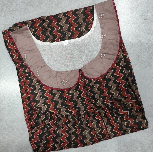 Soft Cotton Pleated, Pockets, No Open Large Printed Nighty