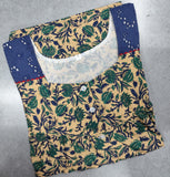 Cotton Pleated, With Pockets, Half Open Large Printed Nighty