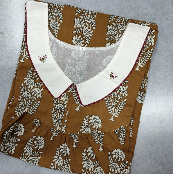 Soft Cotton Pleated, With Pockets, No Open Large Printed Nighty