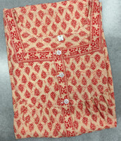 Cotton Pleated, With Pockets, No Open Medium Printed Nighty