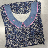 Cotton Pleated, With Pockets, No Open Medium Printed Nighty