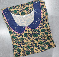 Cotton Pleated, With Pockets, No Open Medium Printed Nighty
