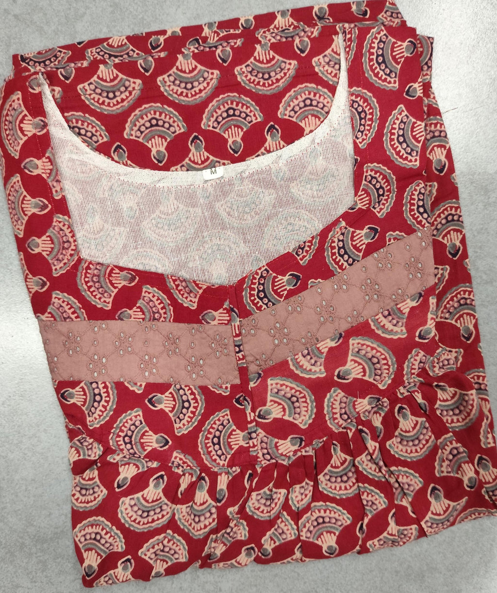 Soft Cotton Pleated, With Pockets, No Open Medium Printed Nighty