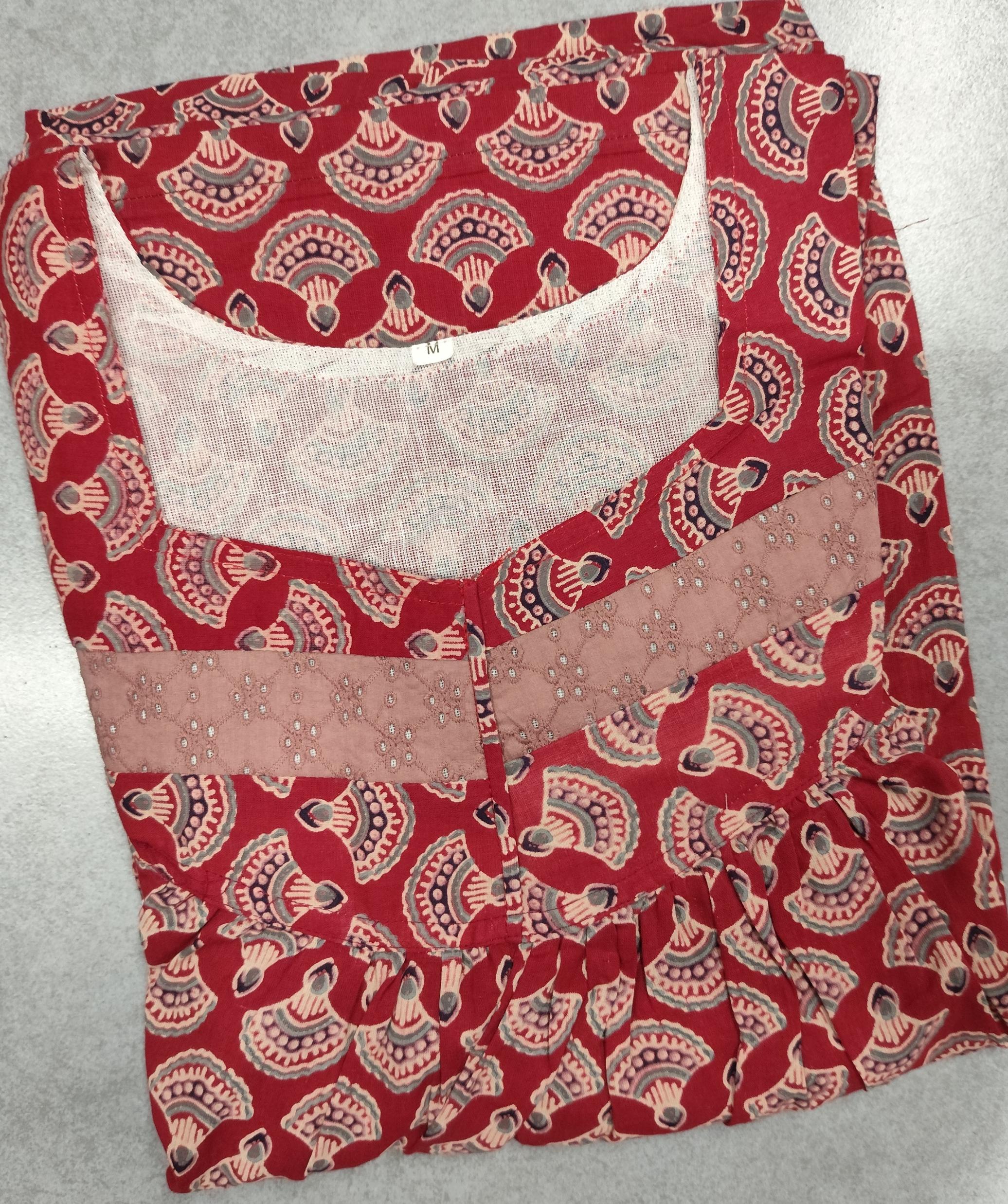 Soft Cotton Pleated, With Pockets, No Open Medium Printed Nighty