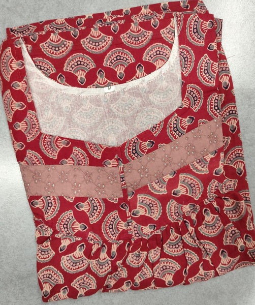 Soft Cotton Pleated, With Pockets, No Open Medium Printed Nighty