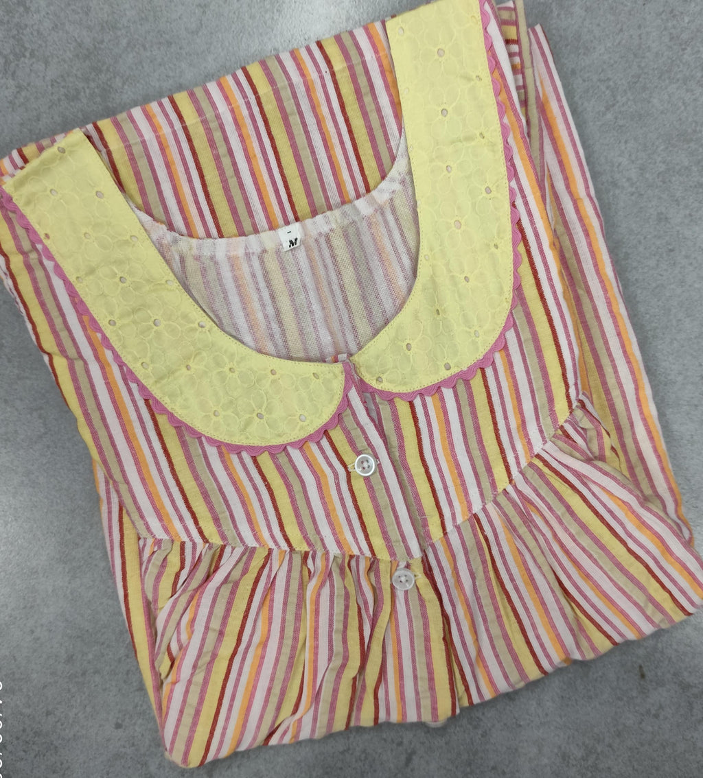 Bantex Pleated, With Pockets, Half Open Medium Printed Nighty