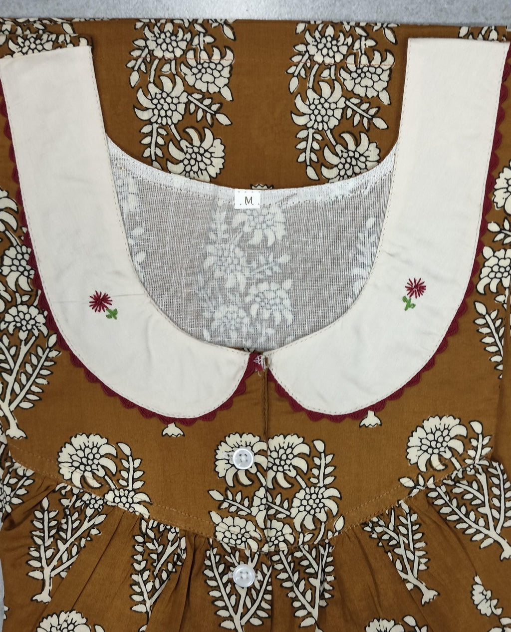 Soft Cotton Pleated, With Pockets, Half Open Medium Printed Nighty