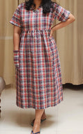 Cotton Pleated, With Pockets, Back A-line, Side elastic Large Printed Frock Nighty