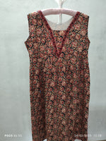 Cotton Pockets, Back A-line, Sleeveless, Side elastic Large Printed Frock Nighty