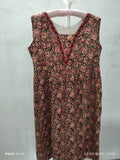 Cotton Pockets, Back A-line, Sleeveless, Side elastic Large Printed Frock Nighty